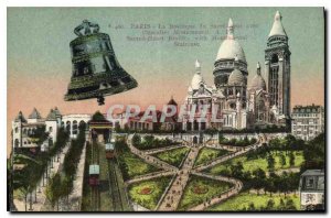 Postcard Old Paris Sacre Coeur Basilica with L'Escalier Monumental Bell