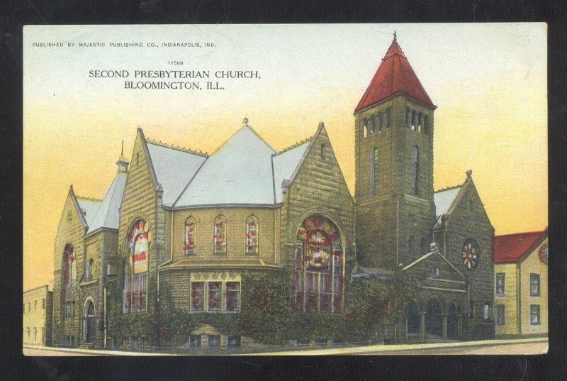 BLOOMINGTON ILLINOIS SECOND PRESBYTERIAN CHURCH 1909 VINTAGE POSTCARD