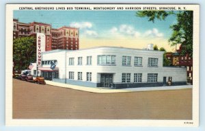 SYRACUSE, NY New York ~ GREYHOUND BUS TERMINAL c1940s Linen Postcard