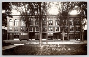 Springfield VT RPPC Savings Bank Block Vermont Postcard Y30