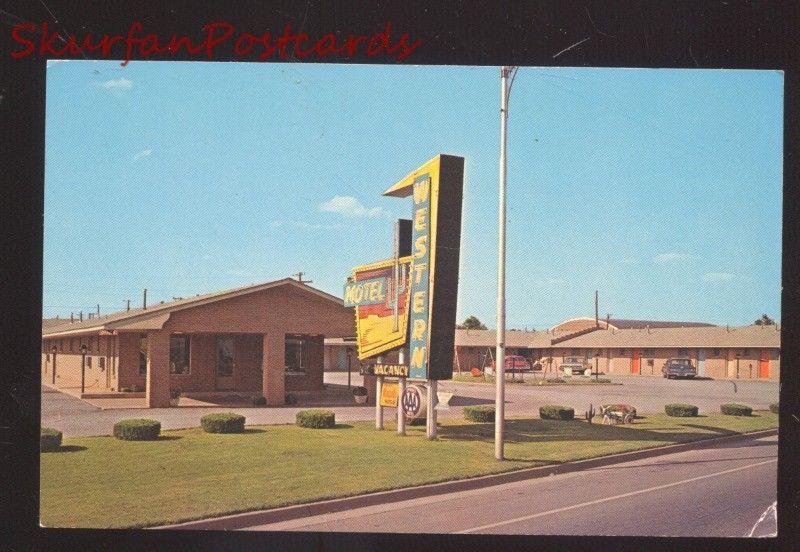 SAYRE OKLAHOMA ROUTE 66 THE WESTERN MOTEL VINTAGE ADVERTISING POSTCARD