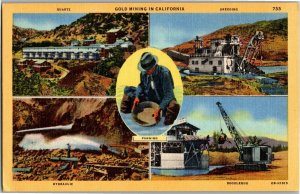 Multi View, Gold Mining in CA Quartz Dredging Hydraulic Doodlebug Postcard D75