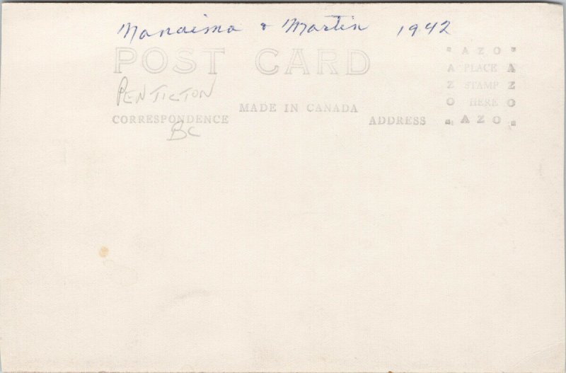 Penticton BC The Flood May 1942 Nanaimo Ave & Martin St. Men RPPC Postcard E88