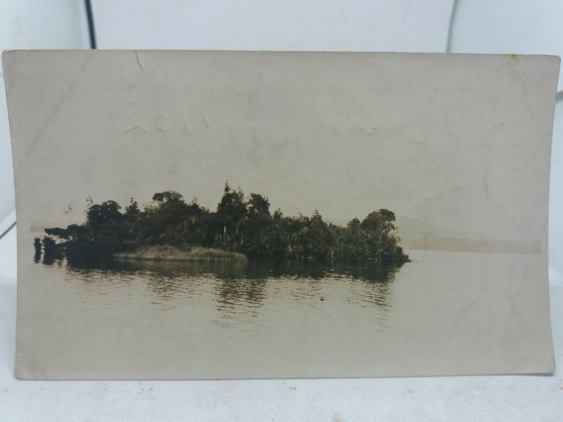 Vintage Photo Small Island in the Middle of Lake Brunner Moana New Zealand 1932