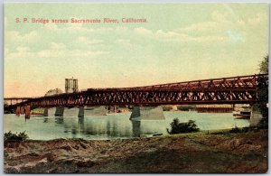 Southern Pacific Bridge Across Sacramento River California CA Postcard