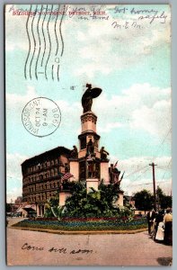 Postcard Detroit MI c1908 Michigan Soldiers' and Sailors' Monument