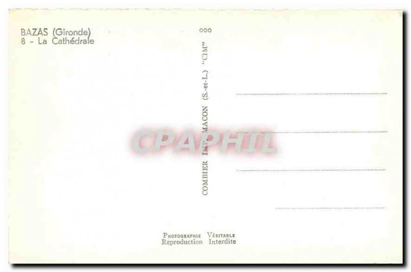 Old Postcard Bazas Gironde La Cathedrale