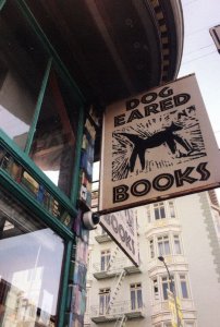 Dog Eared Books Hanging Sign Book Shop San Fransisco USA Postcard