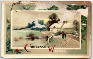 M-51888 Rural Scenery Holiday Greeting Card Christmas Wishes