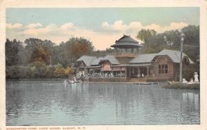 Albany New York~Washington Park Lake House~Boats in Water~Girls in Grass~1919 PC