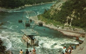 Postcard Spanish Aerial Car Over The Niagara Falls Whirlpool Basin Niagara Falls