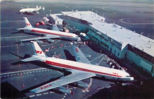 1950s San Francisco California TWA Jet 707s Birdseye Occupation Postcard 26-297