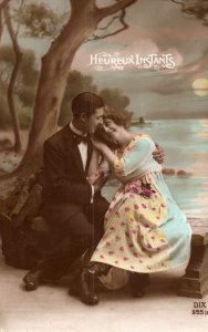 VINTAGE POSTCARD HAPPY MOMENTS ROMANTIC COUPLE c. 1925 CARD 1 OF SET