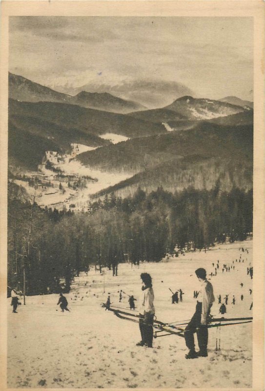 Romania Predeal Clabucet skiing resort postcard