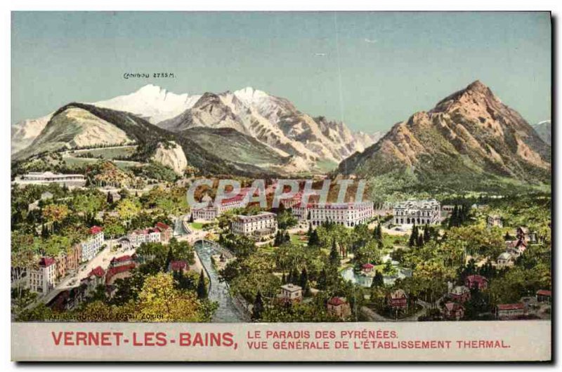 Old Postcard Vernet les Bains Le Paradis Des Pyrenees General View of the spa...