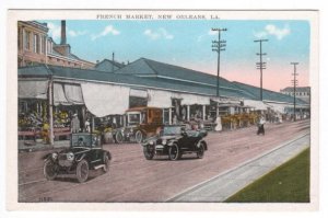 French Market Cars New Orleans Louisiana 1920s postcard