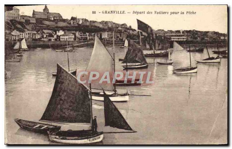 Old Postcard Granville Departure of Sailing For Fishing Boat