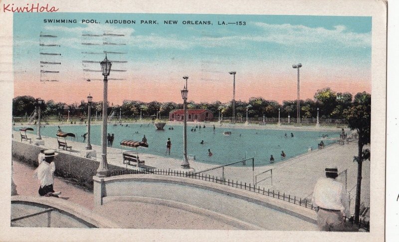 Postcard Swimming Pool Audubon Park New Orleans LA