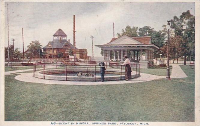 Michigan Petoskey Scene In Mineral Springs Park 1920