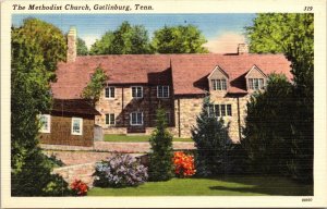 Methodist Church Gatlinburg TN Tennessee Linen Postcard UNP VTG Unused Vintage 