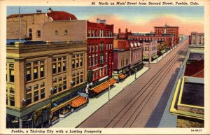 Colorado Pueblo Main Street Looking North From Second Street Curteich