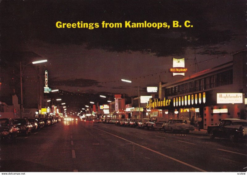 Street at night , KAMLOOPS , B.C. , Canada , PU-1974