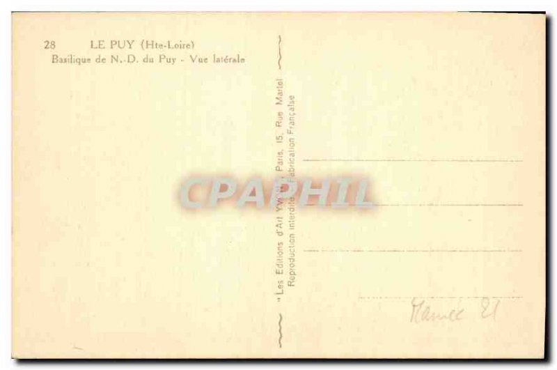 Old Postcard Le Puy Haute Loire Basilica of N D Puy Side View
