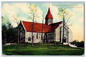 c1950 Houghton Memorial Chapel Entrance Wellesley College Wellesley MA Postcard
