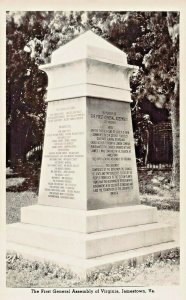 JAMESTOWN VIRGINIA~FIRST GENERAL ASSEMBLY OF VA MONUMENT-REAL PHOTO POSTCARD