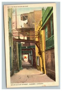 Vintage 1930's Postcard Sous-Le-Cap Street Alley Hanging Laundry Quebec Canada