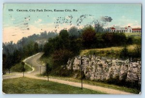 1911 Kansas City Missouri MO Vintage Postcard Canyon City Park Drive Posted