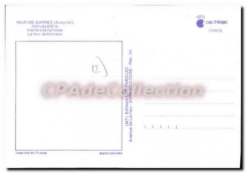 Postcard Old Wall Barrez Tour Monaco