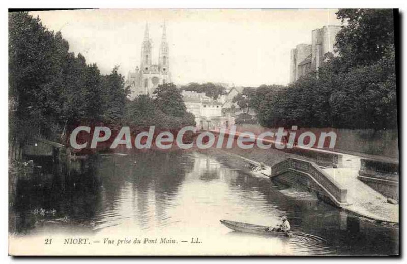 Old Postcard Niort taking view Morning Bridge