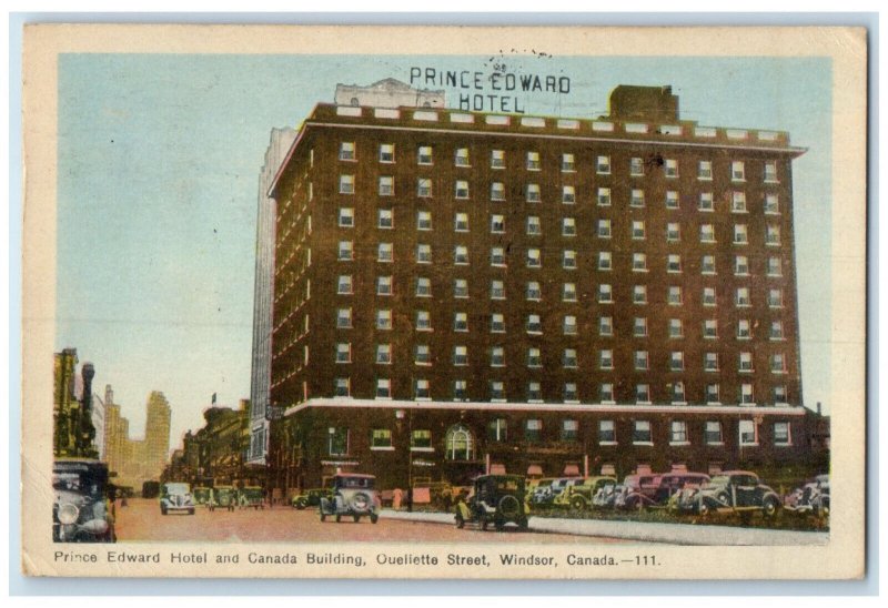 1946 Prince Edward Hotel and Canada Building Windsor Ontario Canada Postcard