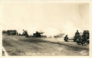 ARTILLERY IN ACTION FORT LEWIS TACOMA WA ANTIQUE REAL PHOTO POSTCARD RPPC