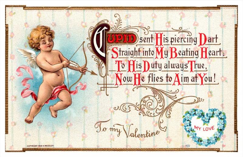 Valentine's  Cupid, Poem, signed H.Wessler