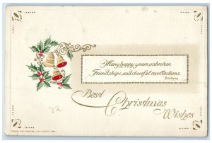 c1910's Christmas Berries Ringing Bells John Winsch Artist Signed Postcard