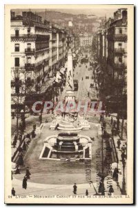 Postcard Old Lyon Monument Carnot and the Republic Street