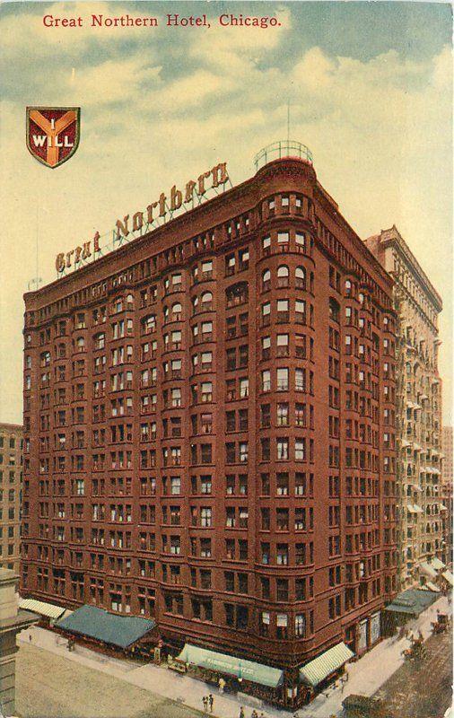 Birdseye Chicago Illinois 1912 Great Northern Hotel postcard 6376