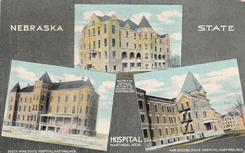 Hastings, Nebraska State Hospital Insane Asylum 1910 Vintage Postcard