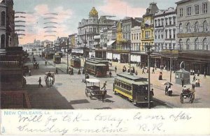 New Orleans, LA, Canal Street with Trolleys Vintage Used 1906 Postcard