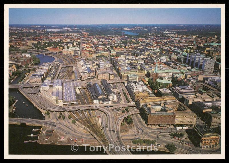 High above the Central Station, downtown Stockholm