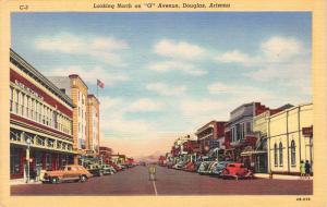 DOUGLAS ARIZONA LOOKING NORTH ON G AVENUE POSTCARD 1940s