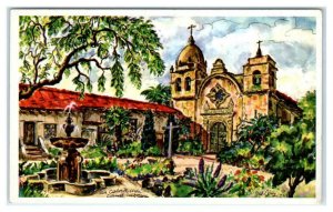 CARMEL, CA California ~ SAN CARLOS MISSION c1950s Lewy Monterey County  Postcard