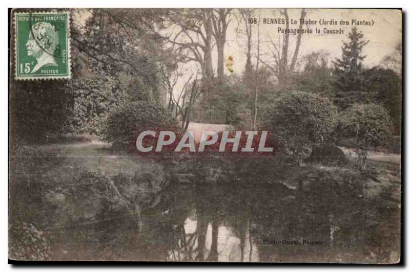 Old Postcard Rennes Tabor (garden plants) Landscape Near Cascade