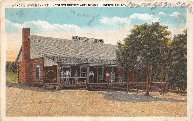 D96/ Hodgenville Kentucky Ky Postcard 1935 Nancy Lincoln Inn People