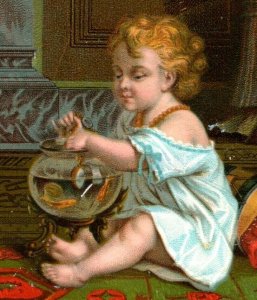 1880s Metropolitan Life Insurance Co. Adorable Child & Goldfish Bowl P225