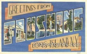 Flushing, Long Island, NY USA Large Letter Town Unused 