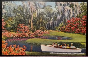 Vintage Postcard 1940 Electric Boats, Cypress Gardens, Winter Haven, Florida