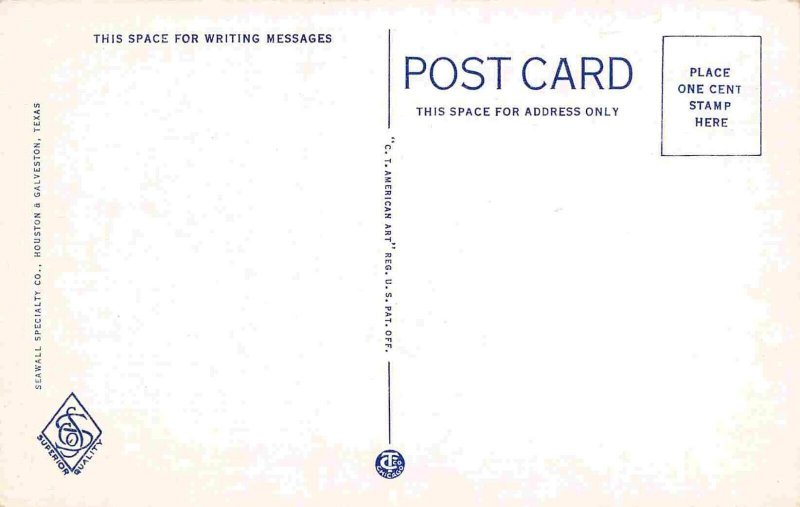 Loading Cotton Steamer Ship Houston Texas 1950s linen postcard